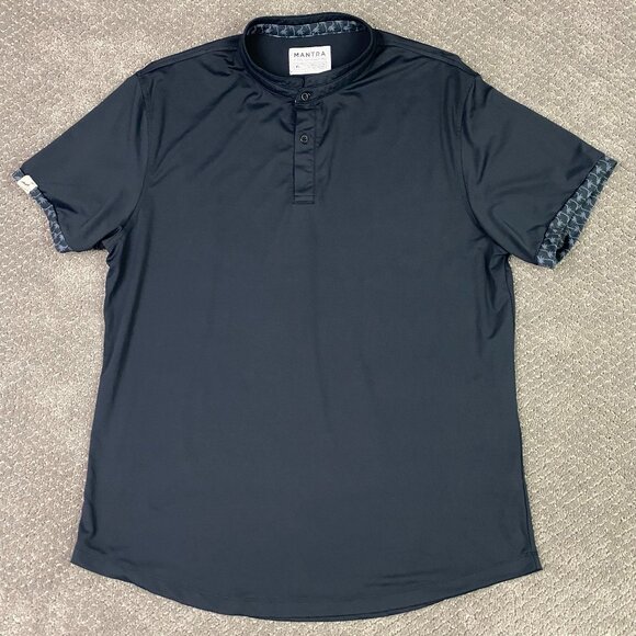 Mantra Catalyst Polo Shirt Men's XL Black Blade Collar Stretch Henley buttons - Picture 1 of 12